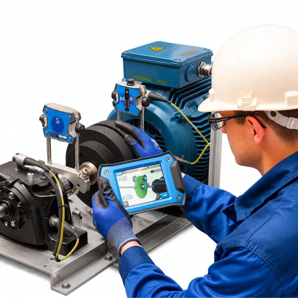 Laser shaft alignment system in use